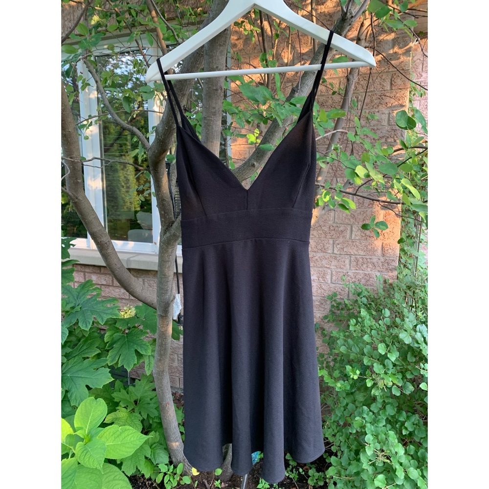 Spaghetti Strap V Neck Open Back Mini Dress